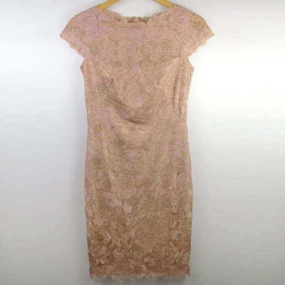 Tadashi Shoji Rose Motif Lace Sheath Dress Size 4 - Picture 4 of 11